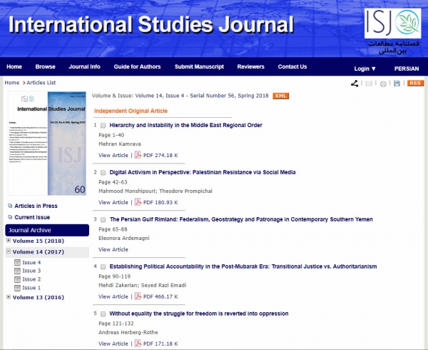 ISJ, Volume 14, Issue 4 - Serial Number 56, Spring 2018